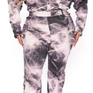 Fashion Novas 1X, “Head Spinning” Denim Purple Jean Jumpsuit